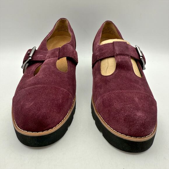 Vionic Womens Carmen Mary Jane Shoes US 6 Wide EU 36 Red Wine Suede NWOB - Picture 7 of 12